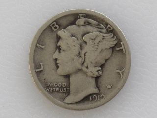 1919 - D Mercury Dime 90% Silver U.  S.  Coin D7035 photo