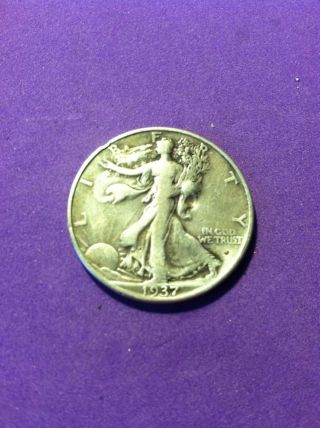 1937 - D 50c Walking Liberty Half Dollar 90% Silver photo