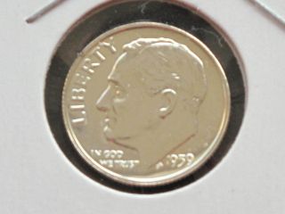 1959 - P Roosevelt Dime 90% Silver Brilliant Uncirculated U.  S.  Coin D0174 photo
