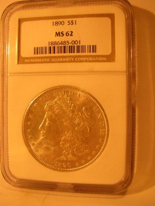 1890 Morgan Silver Dollar Uncirculated - - Ngc Ms - 62 photo