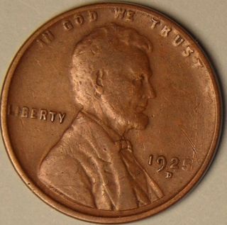 1925 D Lincoln Wheat Penny,  Aa 927 photo