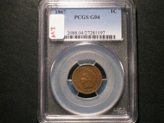 1867 Indian Head One Cent Pcgs G04   M3 photo