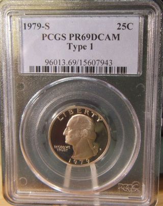 1979 - S Type 1 Pcgs Pr69dcam Washington Quarter Coin photo