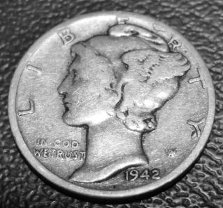 1942 - D Mercury Dime - 90% Silver - Business Circulated - Denver photo