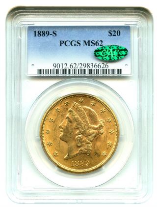 1889 - S $20 Pcgs/cac Ms62 Gold Coin - Liberty Double Eagle photo