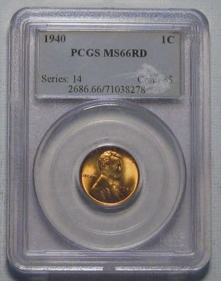 1940 Lincoln Cent,  Pcgs Ms66rd photo