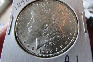 1898 - Morgan Dollar 90% Silver High Bu Luster A1 photo