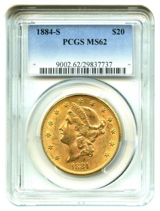 1884 - S $20 Pcgs Ms62 Gold Coin - Liberty Double Eagle photo