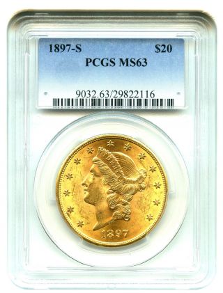 1897 - S $20 Pcgs Ms63 Gold Coin - Liberty Double Eagle photo