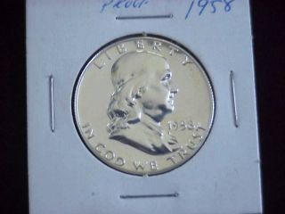 1958 50c Proof Franklin Half Dollar In Holder photo