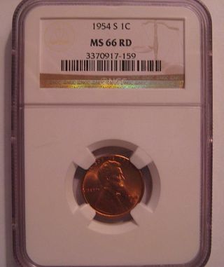 1954 - S 1c Ngc Ms66 Rd.  Bright Red Gem. photo