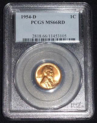1954 - D Lincoln Wheat Cent - Pcgs Ms66 Red Gem Brilliant Uncirculated photo