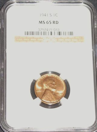 1941 - S Lincoln Wheat Cent - Ngc Ms65 Brilliant Uncirculated photo