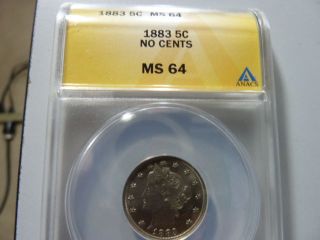 1883 Ms64 Anacs Liberty Nickel - (no Cents) photo