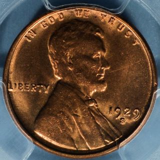 1929 - S Lincoln Wheat Cent Pcgs Ms64rd - Sharp,  Bright Red photo