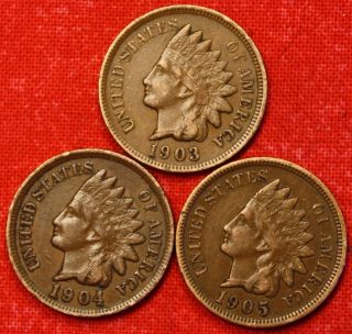 1903 1904 1905 Indian Head Cent Penny Vf Collector Coin Check Out Store Ih734 photo