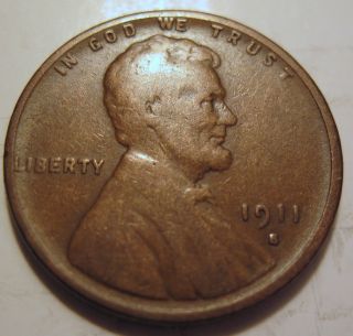 1911 S Lincoln Wheat Cent Coin One Penny (322af) photo