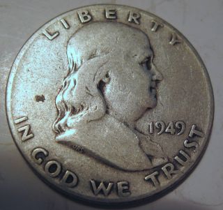 1949 Silver Franklin Half Dollar Coin Fifty Cents (322v) photo
