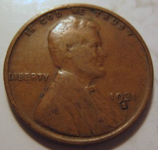 1931 S Lincoln Wheat Cent Coin One Penny (322ar) photo