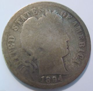 1894 O Silver Barber Dime Coin (1210d) photo