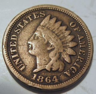 1864 Indian Head Cent Coin One Penny (322d) photo
