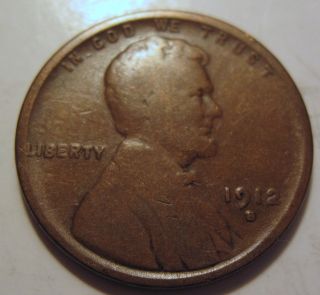 1912 S Lincoln Wheat Cent Coin One Penny (322ah) photo