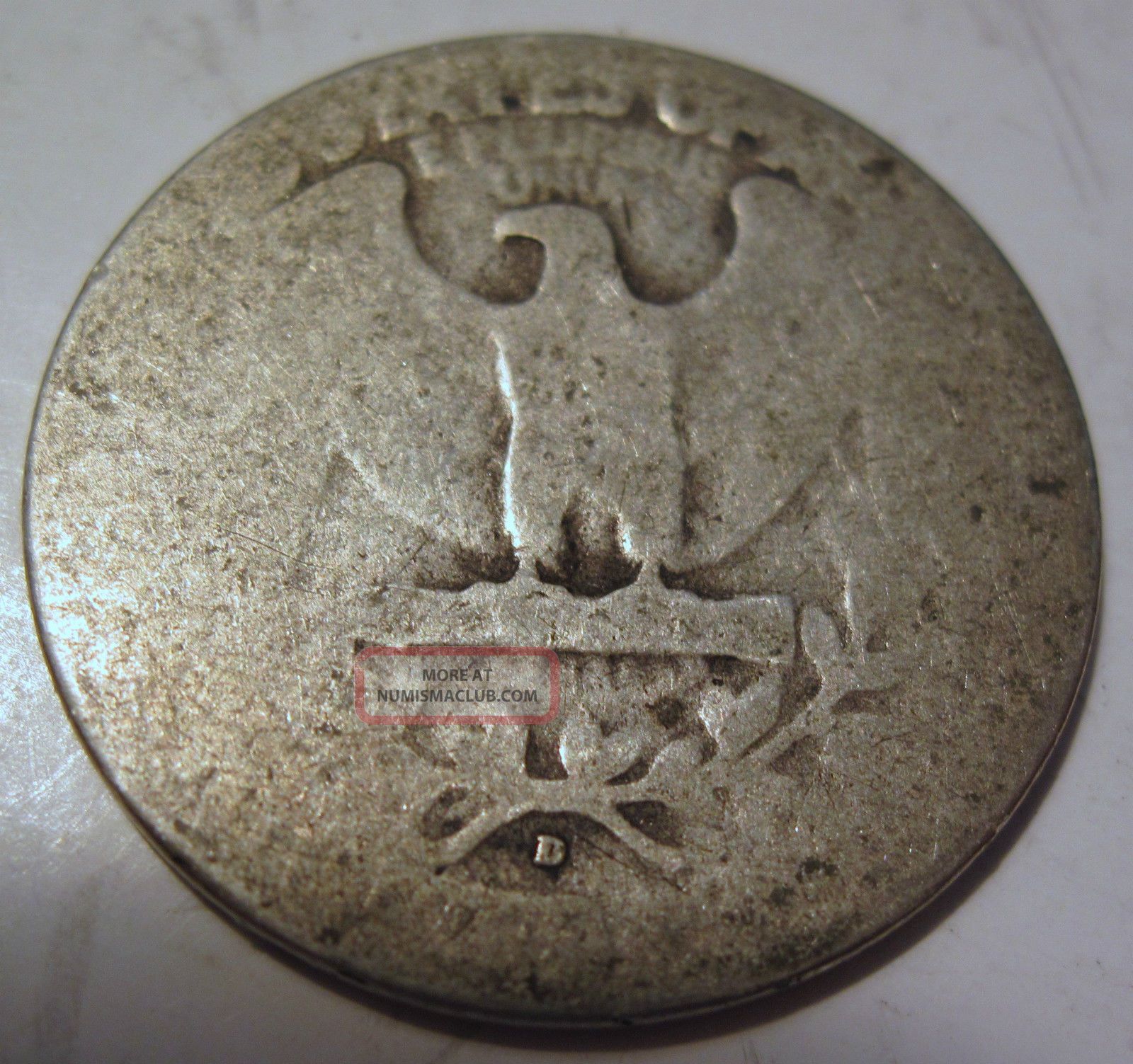 1936 D Silver Washington Quarter Coin Twenty Five Cents (322t)