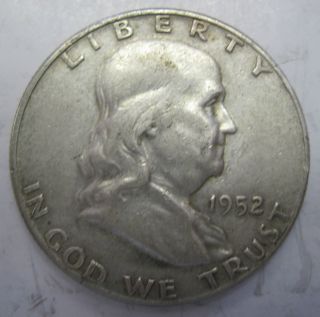 1952 D Silver Ben Franklin Half Dollar Coin Fifty Cents (412d) photo