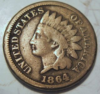 1864 Indian Head Cent Coin One Penny (322c) photo