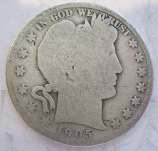1905 - O Silver Barber Half Dollar Collector Coin (830w) photo