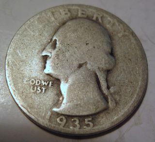 1935 D Silver Washington Quarter Coin Twenty Five Cents (322s) photo