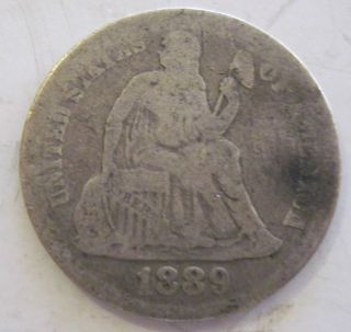 1889 Silver Seated Liberty Dime 49m photo