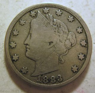 1883 No Cents Liberty ' V ' Nickel (99b) photo