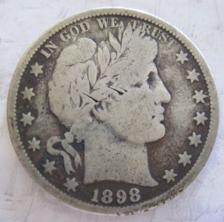 1898 - S Silver Barber Half Dollar Collector Coin (830g) photo