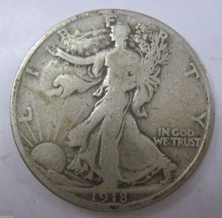 1918 D Silver Walking Liberty Half Dollar (218f) photo
