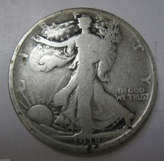 1918 D Silver Walking Liberty Half Dollar (218c) photo