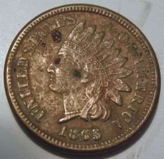 1863 Indian Head Cent Coin One Penny (322a) photo