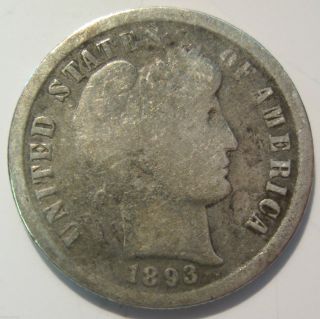 1893 S Silver Barber Dime Coin (1210e) photo