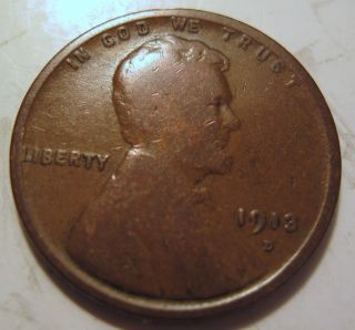 1913 D Lincoln Wheat Cent Coin One Penny (322ai) photo