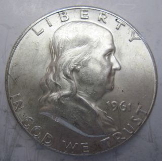 1961 Silver Ben Franklin Half Dollar Coin Fifty Cents (412m) photo