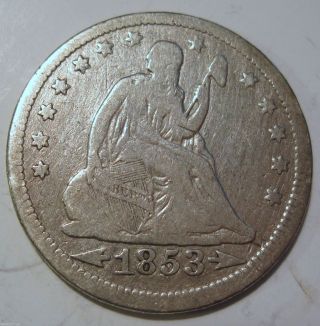 1853 Seated Liberty Quarter Coin (1229d) photo