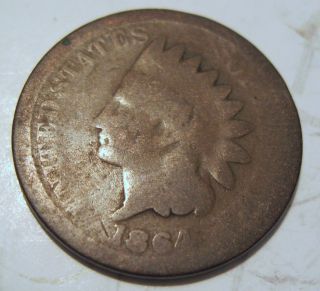 1864 No L Indian Head Cent Coin One Penny (322f) photo
