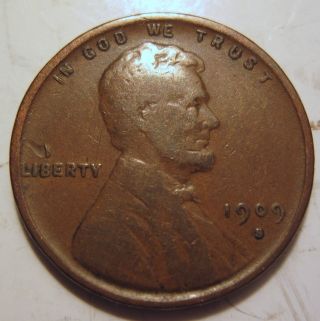 1909 S Vdb Lincoln Wheat Cent Coin One Penny (322ac) photo