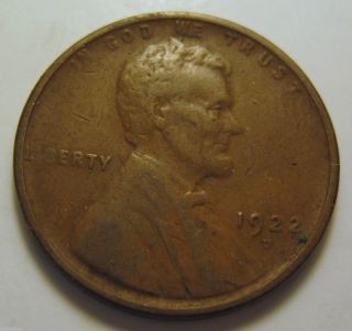 1922 D Early Date Lincoln Cent Coin Penny (219z) photo
