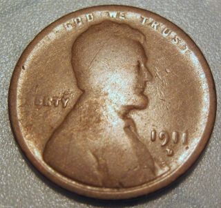 1911 D Lincoln Wheat Cent Penny Collector Coin (28ai) photo