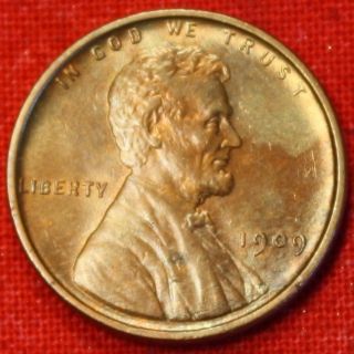 1909 - Vdb Lincoln Wheat Cent Penny Red/brn Bu Collector Coin Check Store Lw1007 photo
