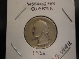 1936 Washington Quarter 90% Silver In Flip photo