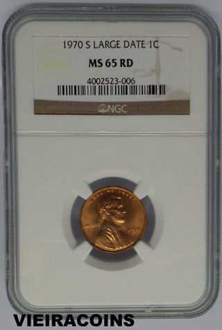 1970 - S Lincoln 1c - Large Date - Certified By: Ngc Ms65 Rd - 1005 photo