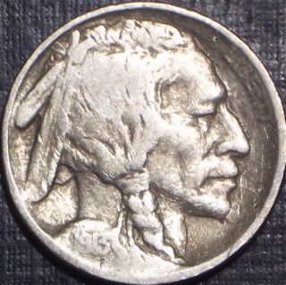Key Date 1913 - P Ty - 1 Buffalo Nickel With Visible Date +nice Details Low photo