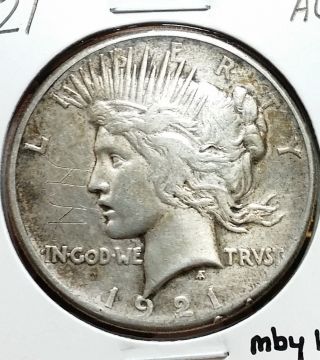 1921 P - Peace Silver Dollar - Au 